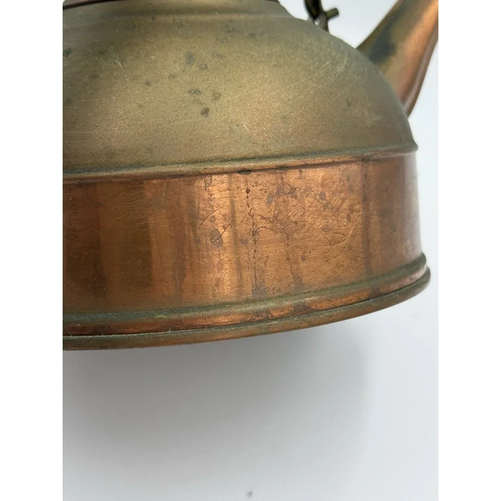 Vintage Revere Ware Copper Kettle USA Made Patina Wood Handle Primitive Cottage